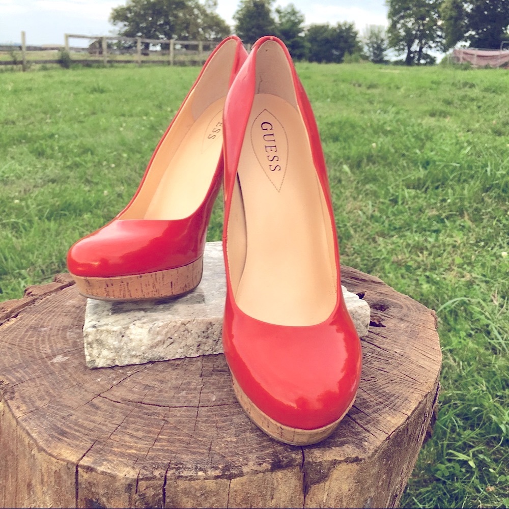 Guess Platform Pumps 9.5 Orange and Bamboo - Picture 2 of 8